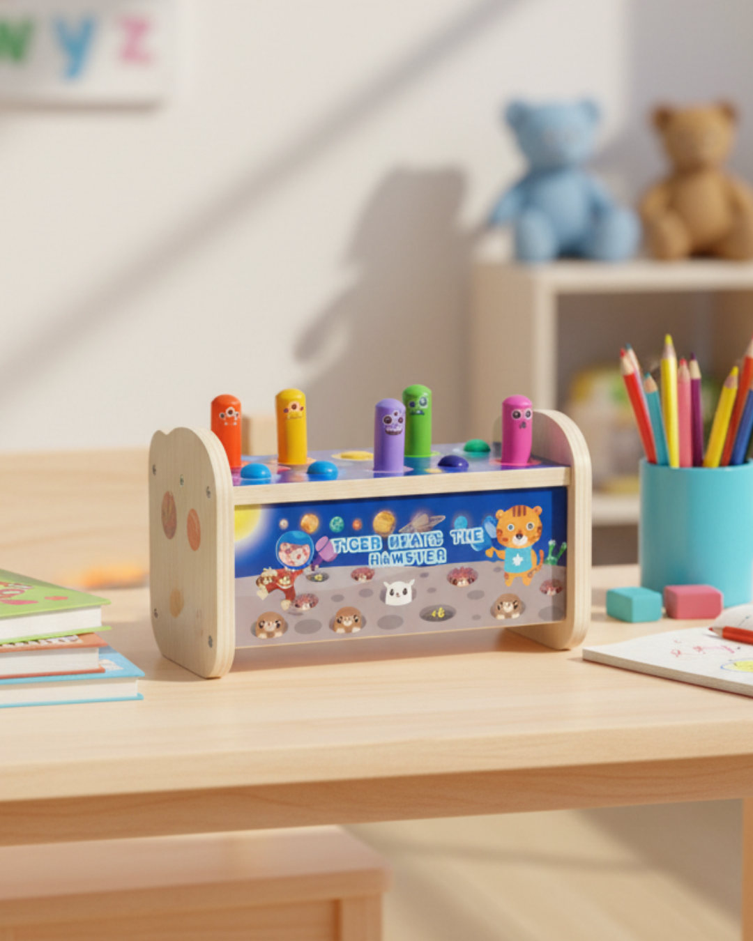 Tiger Hammer Peg Toy | Wooden Pounding Toy for Hand-Eye Coordination, Strength & Motor Skill Development