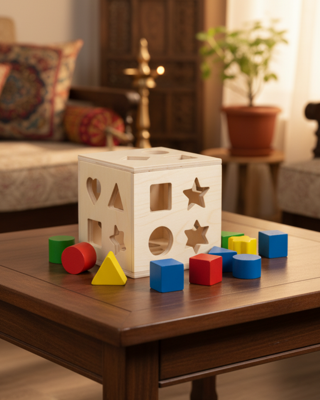 Wooden Shape Sorter Cube | Classic Educational Toy for Problem-Solving, Motor Skills & Early Learning